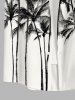 Men's Ink Painting Coconut Tree Print Buttons Pocket Hawaii Shirt -  