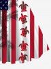 Plus Size Patriotic American Flag Turtle Coconut Tree Print Hawaii 1950s Vintage Dress -  
