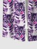 Chemise Boutonnée Chat Imprimé en Blocs de Couleurs avec Poche de Grande Taille pour Homme - Pourpre  2XL