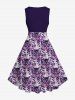 Plus Size Cat Colorblock Print Sleeveless Vintage 1950s Swing A Line Dress -  