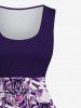 Plus Size Cat Colorblock Print Sleeveless Vintage 1950s Swing A Line Dress -  