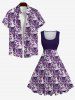 Plus Size Cat Colorblock Print Sleeveless Vintage 1950s Swing A Line Dress -  