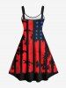Plus Size American Flag Ink Painting Coconut Tree Print A Line Tank Dress -  