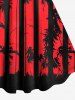 Plus Size American Flag Ink Painting Coconut Tree Print A Line Tank Dress -  
