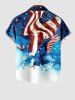 Chemise avec Poches et Boutons à Imprimé Aigle et Drapeau Américain à L'Aquarelle Grande-Taille pour Hommes - Multi-A 3XL