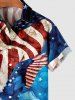 Chemise avec Poches et Boutons à Imprimé Aigle et Drapeau Américain à L'Aquarelle Grande-Taille pour Hommes - Multi-A 3XL
