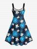 Robe Ligne A Fleur et Arbre Noix de Coco Imprimés sans Dos de Grande Taille - Noir 4X