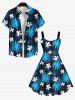 Robe Ligne A Fleur et Arbre Noix de Coco Imprimés sans Dos de Grande Taille - Noir 4X
