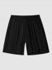 Plus Size Solid Color Pocket Beach Shorts For Men -  