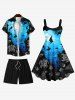Plus Size Solid Color Pocket Beach Shorts For Men -  