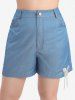 Plus Size Rhinestones Butterfly Tassel Pockets Shorts -  