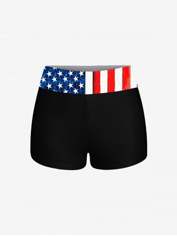 Plus Size American Flag Reindeer Print Boyleg Tankini Swimsuit (Adjustable Shoulder Strap)