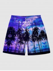 Men's Coconut Tree Cloud Sea Print Pocket Beach Shorts -  