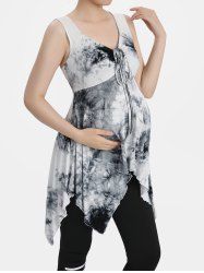 Plus Size Tie Dye Print Cinched Handkerchief Asymmetric Maternity Tank Top -  