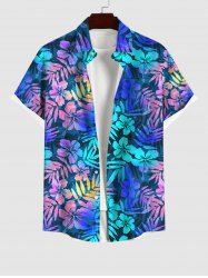 Chemise Décontractée Boutonnée Feuille de Noix de Coco Fleurie Imprimée avec Poche de Grande Taille pour Homme - Multi-A 2XL