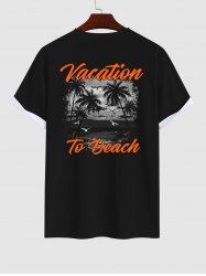 Men's Coconut Tree Seagull Vacation Print Hawaii T-shirt -  