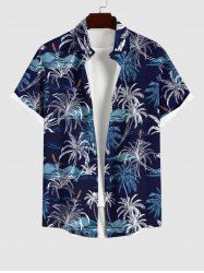 Chemise Imprimé Cocotier à Boutons Grande Taille avec Poche pour Homme - Noir M