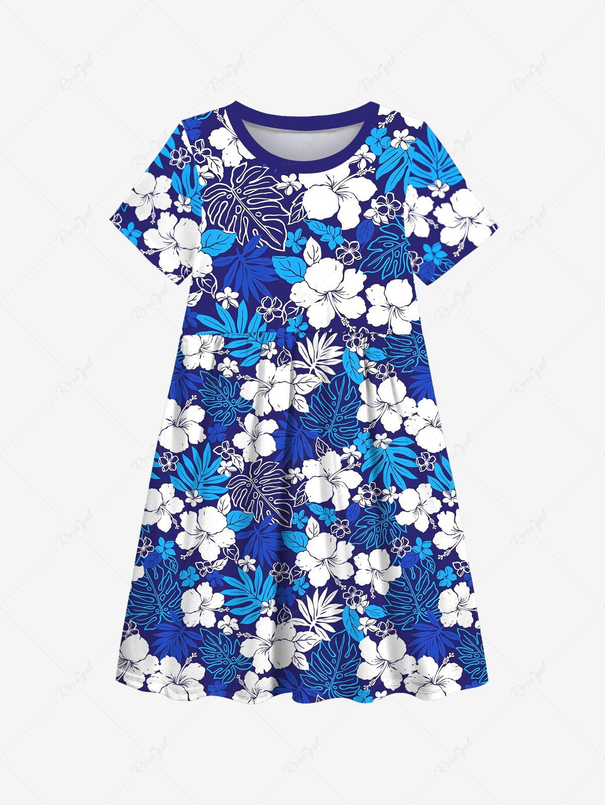 Hot Kid's Flower Palm Leaf Print Hawaii Dress  