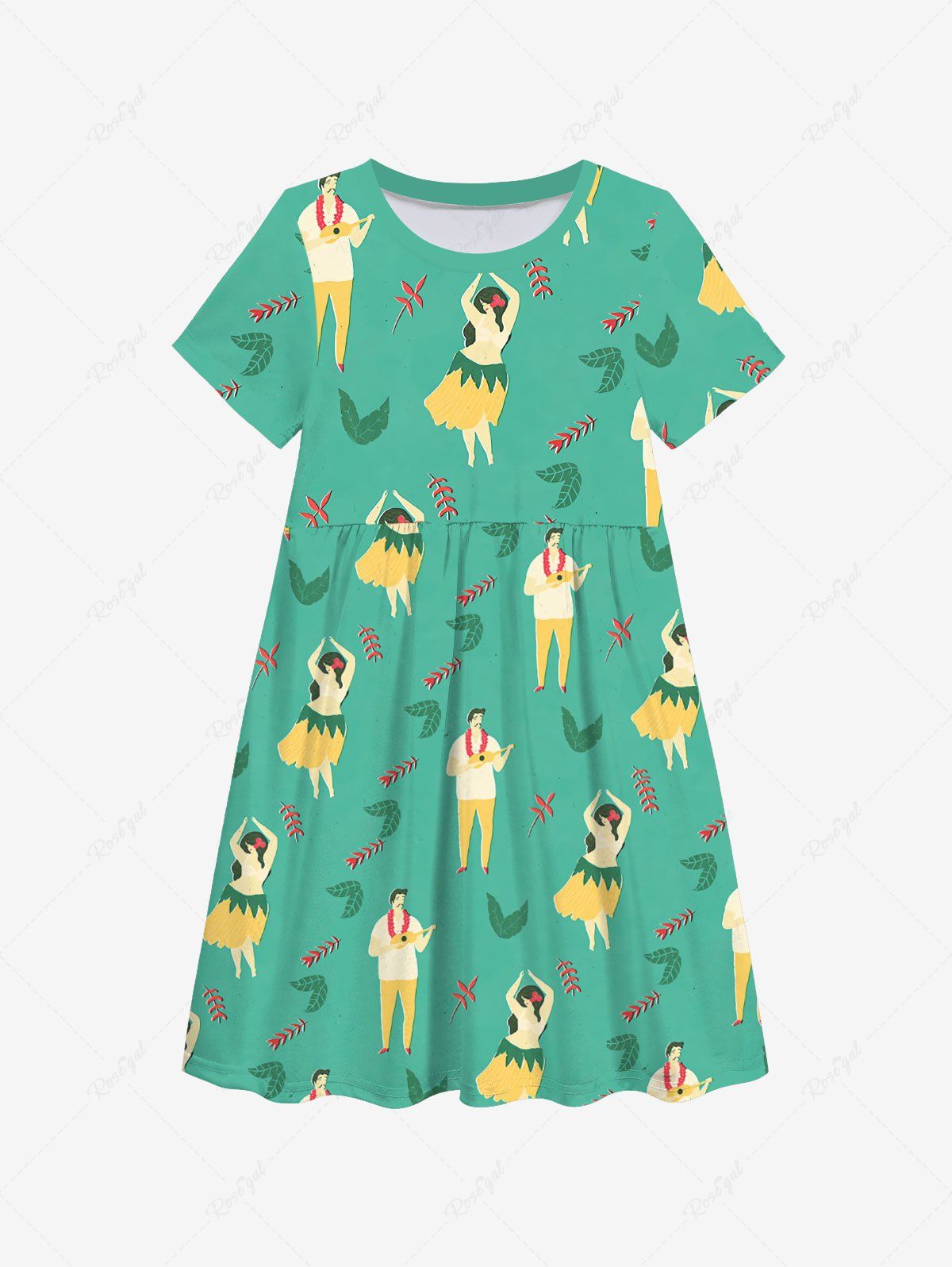 Buy Kid's Hula Dancer Leaf Printed Hawaii Dress  