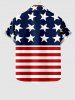 Plus Size Patriotic American Flag Skull Print Buttons Pocket Shirt For Men -  