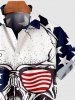 Plus Size Patriotic American Flag Skull Print Buttons Pocket Shirt For Men -  