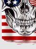 Plus Size Patriotic American Flag Skull Print Buttons Pocket Shirt For Men -  