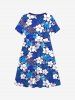 Kid's Flower Palm Leaf Print Hawaii Dress -  