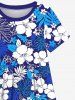 Kid's Flower Palm Leaf Print Hawaii Dress -  