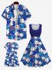 Kid's Flower Palm Leaf Print Hawaii Dress -  