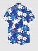 Plus Size Flower Palm Leaf Print Buttons Pocket Hawaii Shirt For Men -  