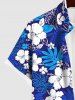 Plus Size Flower Palm Leaf Print Buttons Pocket Hawaii Shirt For Men -  