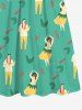 Kid's Hula Dancer Leaf Printed Hawaii Dress -  