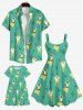 Kid's Hula Dancer Leaf Printed Hawaii Dress -  