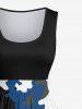 Plus Size Camouflage American Flag Colorblock Print 1950s Vintage Swing A Line Dress -  