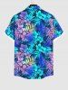 Chemise Décontractée Boutonnée Feuille de Noix de Coco Fleurie Imprimée avec Poche de Grande Taille pour Homme - Multi-A 4XL