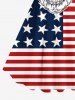 Plus Size Patriotic American Flag Skull Print Tank Dress -  