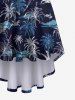 Robe Haute Basse à Bretelle de Grande Taille Arbre de Noix de Coco Imprimé - Noir XS