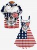 Plus Size Patriotic American Flag Skull Print Tank Dress -  