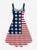 Plus Size Patriotic American Flag Skull Print Tank Dress -  