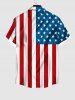 Chemise Imprimé Drapeau Américain 3D à Lacets à Poches Grande Taille pour Homme - Multi-A S