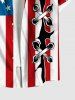 Plus Size Patriotic American Flag Ripped Lace Up 3D Print Buttons Pocket Shirt For Men -  