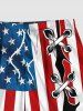Plus Size Patriotic American Flag Ripped Lace Up 3D Print Beach Shorts For Men -  