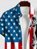 Chemise Imprimé Drapeau Américain 3D à Lacets à Poches Grande Taille pour Homme - Multi-A 4XL