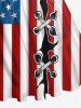 Plus Size Patriotic American Flag Ripped Lace Up 3D Print 1950s Vintage Dress -  