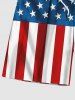 Plus Size Patriotic American Flag Ripped Lace Up 3D Print Beach Shorts For Men -  
