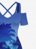 Robe Hawaïen Croisée Ombrée Cocotier Imprimé à Epaule Dénudée Grande Taille - Multi-A 5X