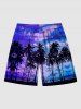 Men's Coconut Tree Cloud Sea Print Pocket Beach Shorts -  
