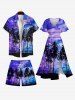 Men's Coconut Tree Cloud Sea Print Pocket Beach Shorts -  