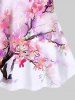 Watercolor Peach Blossom Flower Branch Print Boyleg Tankini Swimsuit -  