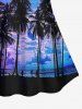 Coconut Tree Sea Cloud Print Boyleg Hawaii Tankini Swimsuit(Adjustable Shoulder Strap) -  